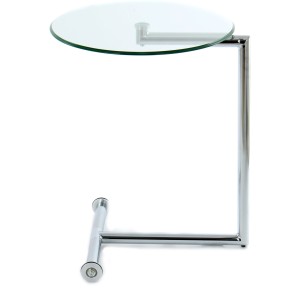 Kayoom Beistelltisch Servant, silbernes Metallgestell, Glasplatte, Ø 46 cm.