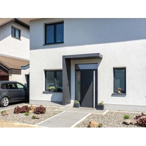 Gutta Rechteckvordach BS PLUS 160 x 90 cm Seite Links und Briefkasten Anthrazit