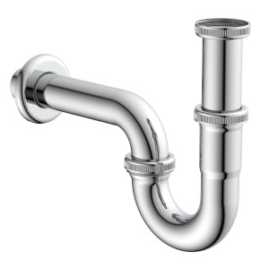 Verchromter Kirchhoff Röhrensiphon, 41,9 mm x 32 mm, für Waschtische.