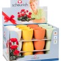 Scheurich Übertopf 920, Ø 7 cm, verschiedene Farben im Verkaufsdisplay.