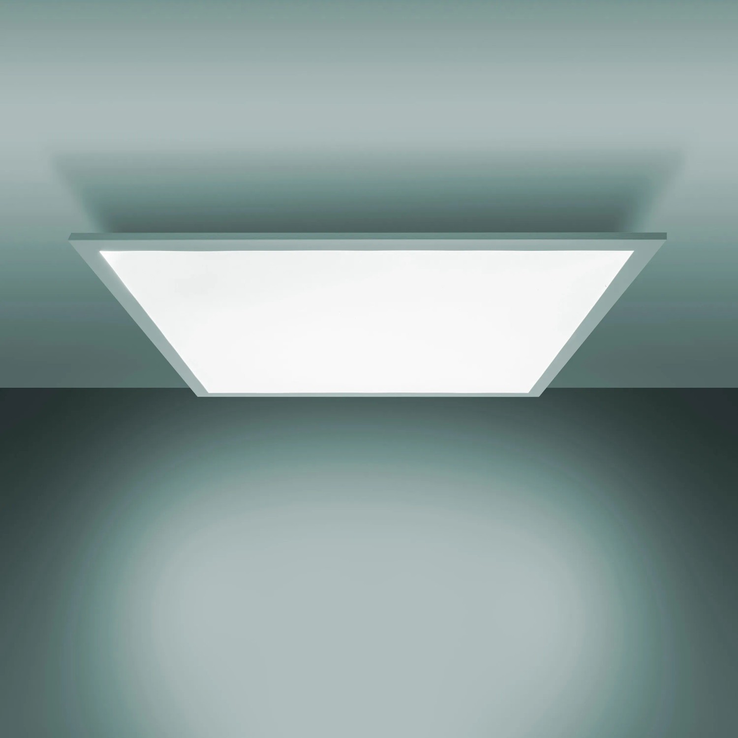 Quadratische LED-Deckenleuchte Nico, 45 cm, mit weißem Rahmen. Dimmbar und mit Nachtlichtfunktion.