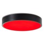 Smarte LED-Deckenleuchte Vadin, schwarz/weiß, Ø 33cm mit rotem Licht.
