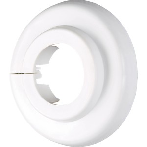 Weiße Scharnierrosette (22 mm) für Heizungsrohre, 2er-Set zur Abdeckung von Rohrdurchführungen.