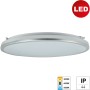 Flache LED-Wand- und Deckenleuchte, 18W, Ø 33,5 cm, Farbwechsel, IP44, weiß/chrom matt.