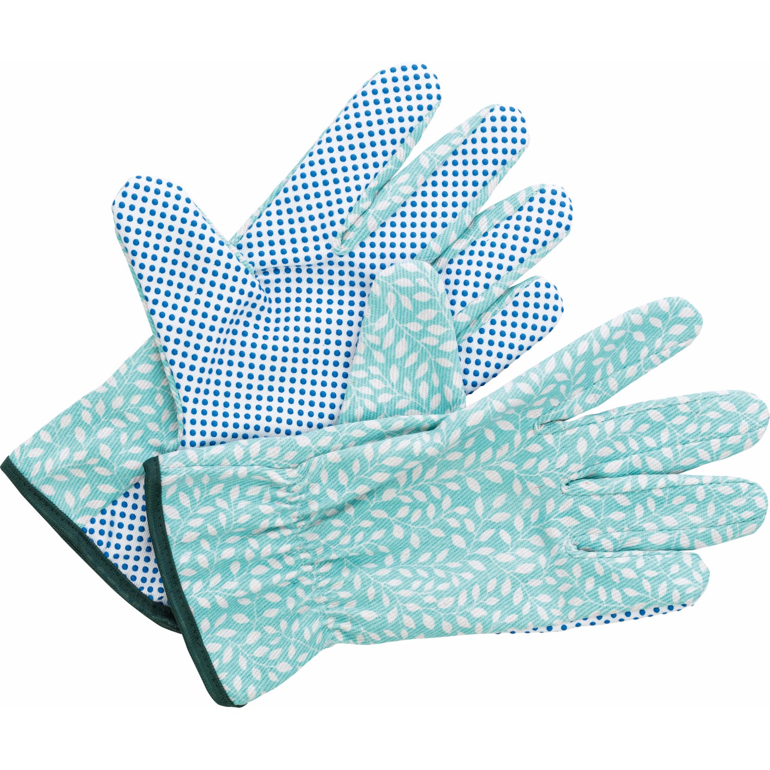 3er Set Garten Arbeitshandschuhe Gr. 8 mit Vinyl-Noppen und Blattmuster.