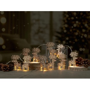 OBI LED Lichterkette mit 10 warmweißen Holz-Rentieren für gemütliche Innendekoration.