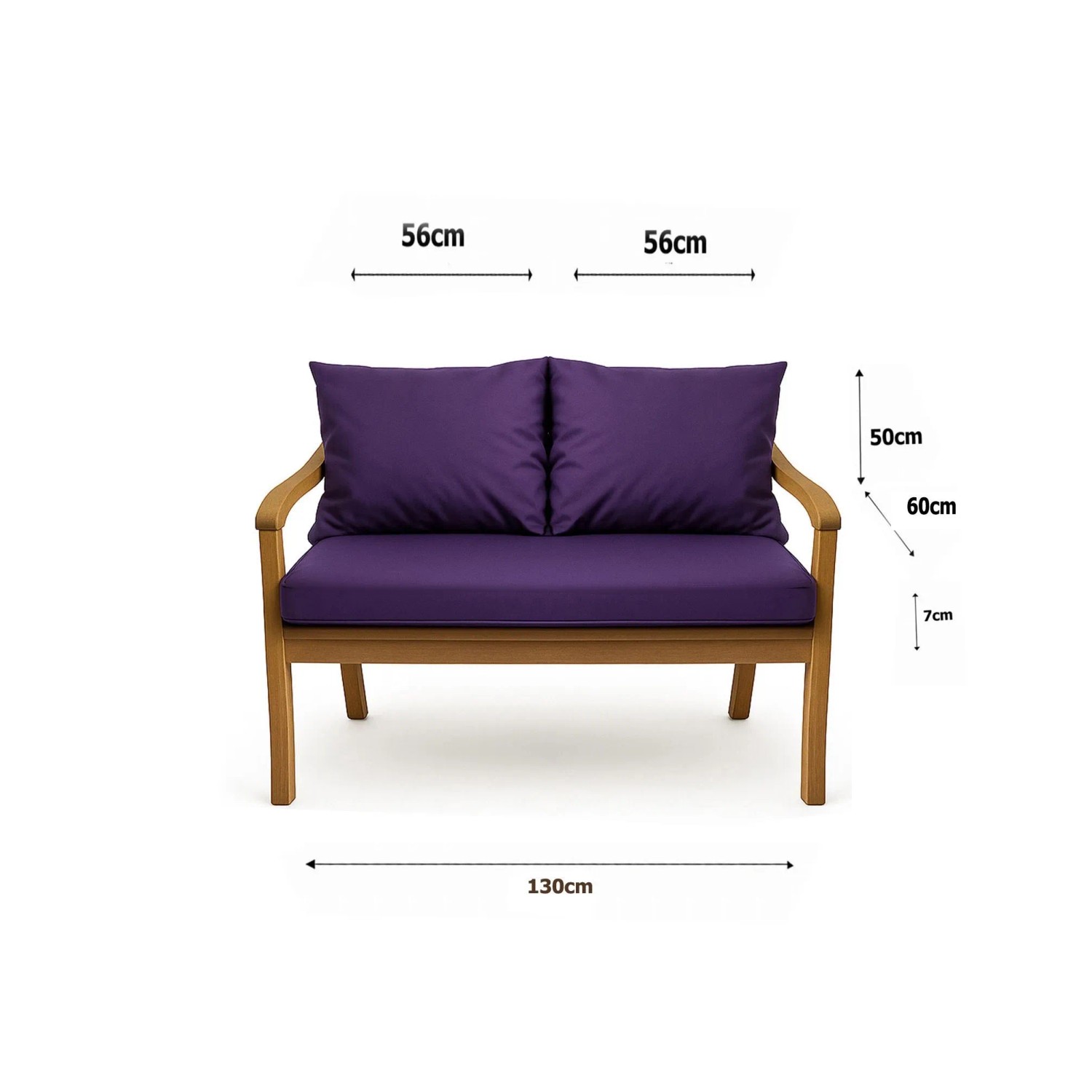 Violettes Setgarden Bankkissen-Set für 2-Sitzer Gartenbank, bestehend aus Sitz- und Rückenkissen.