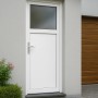 Weiße Nebeneingangstür K301-88 mit Glasausschnitt, Anschlag links, 88x198 cm.
