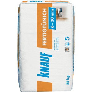 Sack Knauf Fertigtünich 6-30 mm, 25 kg, Gipsputz für Innen, helle Farbe.