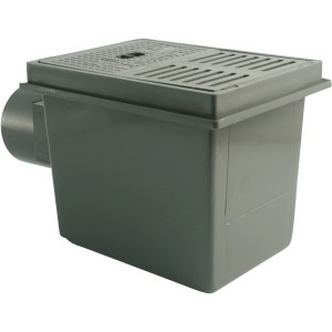 Marley Kellerablauf DN 110 mit Rückstauverschluss, grau, für fäkalienfreies Abwasser.