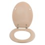 MSV WC-Sitz Cleo, MDF, beige, mit Edelstahlscharnieren, geöffnet.