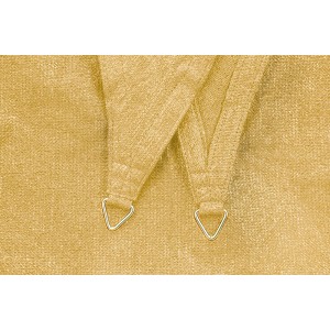 Detailaufnahme: Naturfarbenes Schneider Sonnensegel Teneriffa 500x500 cm mit Edelstahlringen.
