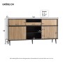 okwish Kommode mit Schiebetüren Schublade Wohnzimmer 160x40x80cm Eiche Schwarz_5