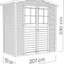 Bertilo Gerätehaus Plexi Apex 1 Natur, 103x207cm, Holz-Gartenhaus mit Doppeltür und Fenster