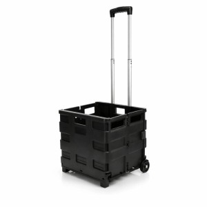 BigDean Werkzeugtrolley Leer Klappbar Bis 35kg Transportbox Mit Rollen Und Teleskopgriff Einkaufstrolley Klappbar Mobile Aufbewahrungsbox Faltbar