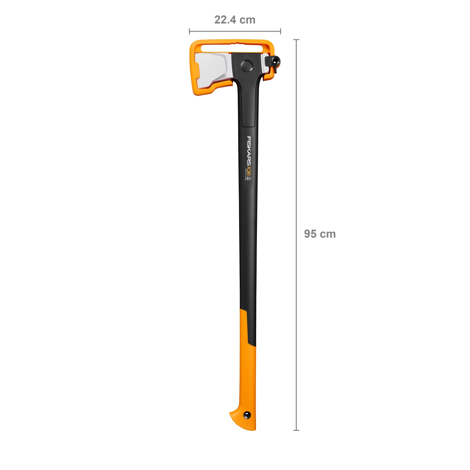 Fiskars X-series Spalt-Axt X36, 91,5 cm, mit schwarzem Stiel und orangefarbenem Griff.