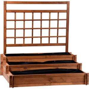 Dobar 3-Etagen-Hochbeet Peru mit Rankgitter aus FSC®-Holz, braun.