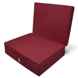 Beautissu Campix Klappmatratze, dunkelrot, als Gästebett oder Sitzwürfel