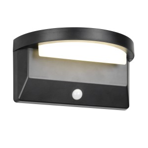 Moderne, schwarze Reality LED Solar-Wandleuchte Moro mit Bewegungsmelder für den Außenbereich.
