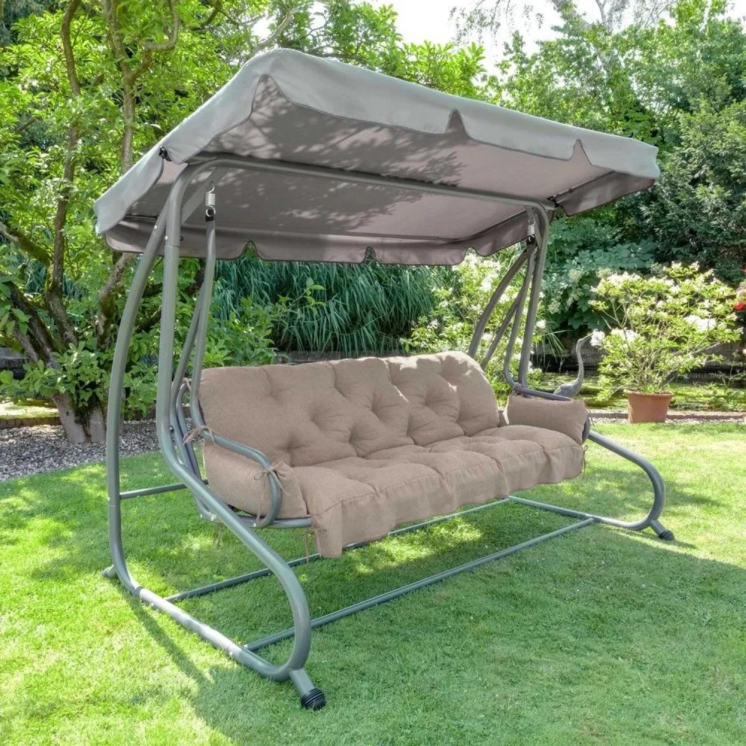 Beautissu Hollywoodschaukel Auflage Flair HS, 180x50x8cm, Natur, für 3-Sitzer Schaukeln.