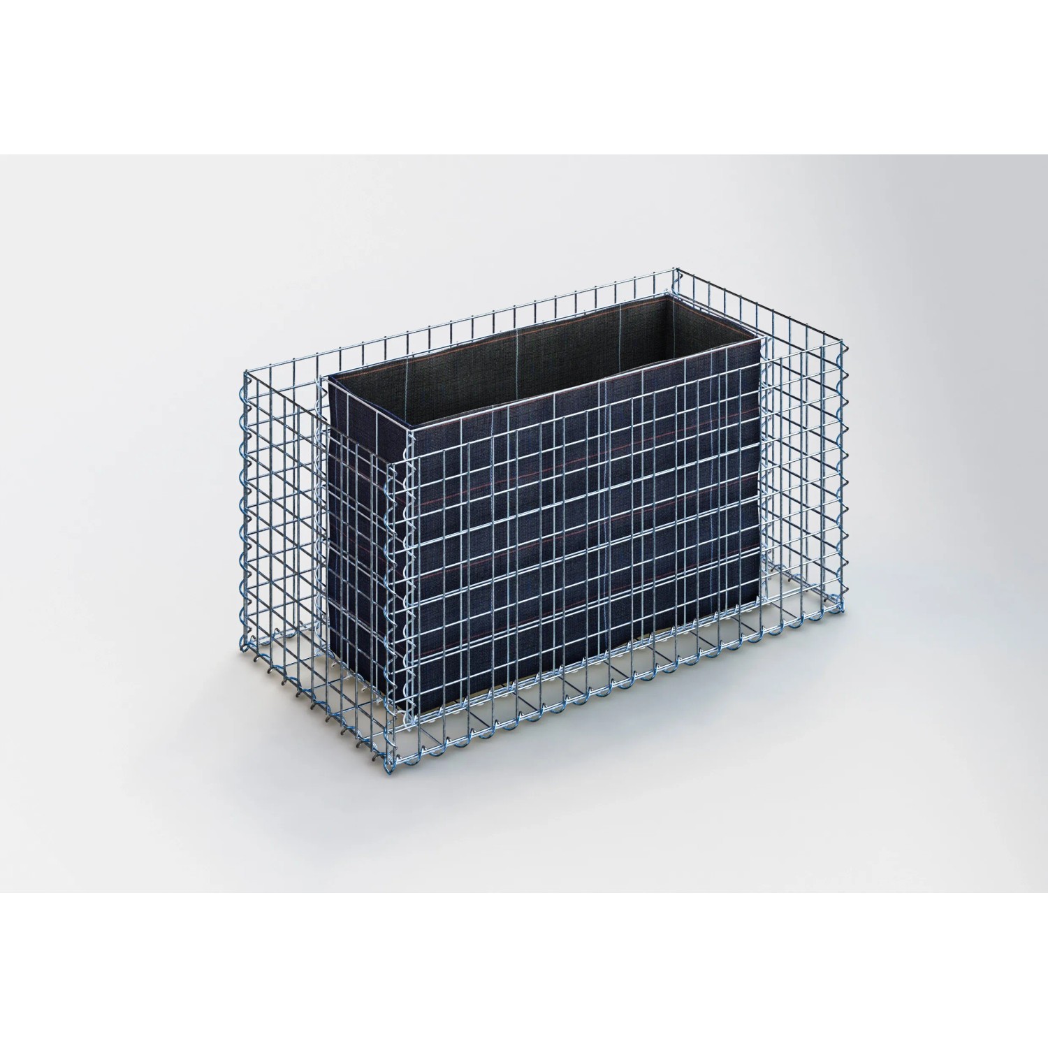 Eckiges Gabiona Gabionen-Hochbeet, 50x100x50 cm, Maschenweite 5x5 cm, ohne Füllung.