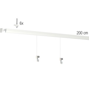 Artiteq Bild-Aufhängesystem Up Rail, 2 m, weiß, für Deckenmontage mit Zubehör.