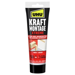 UHU Kraft Montage Xtreme, 175g Tube, lösemittelfreier Montagekleber für saugende Materialien.