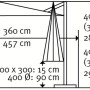 Technische Zeichnung: Schneider Ampelschirm Rhodos Grande 400x300 cm, Maße und Details.