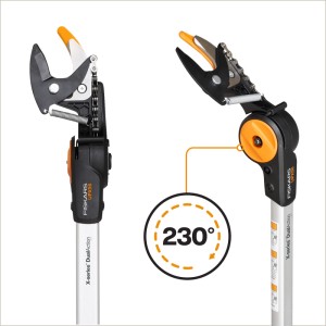 Fiskars Schneidgiraffe UPX96 X-Series: Gartenschere mit drehbarem Kopf und Teleskopstiel.