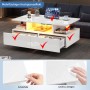 okwish Couchtisch mit LED 2 Schubladen Stauraum 90x55x41cm Hochglanz Weiß_6
