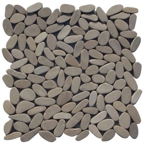 Mosaikmatte Flusskiesel Flach Braun 30 cm x 30 cm