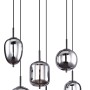 Globo Blacky Pendelleuchte, 6-flammig, schwarz, mit rauchfarbenen Glasschirmen.