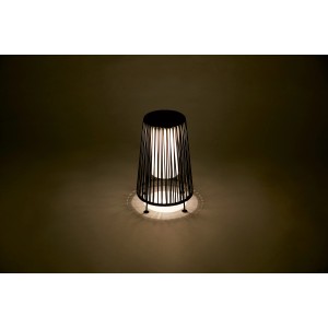 Schwarze Solar-LED-Dekoleuchte Aviano mit warmweißem Licht, 35 cm hoch, für Garten und Terrasse.