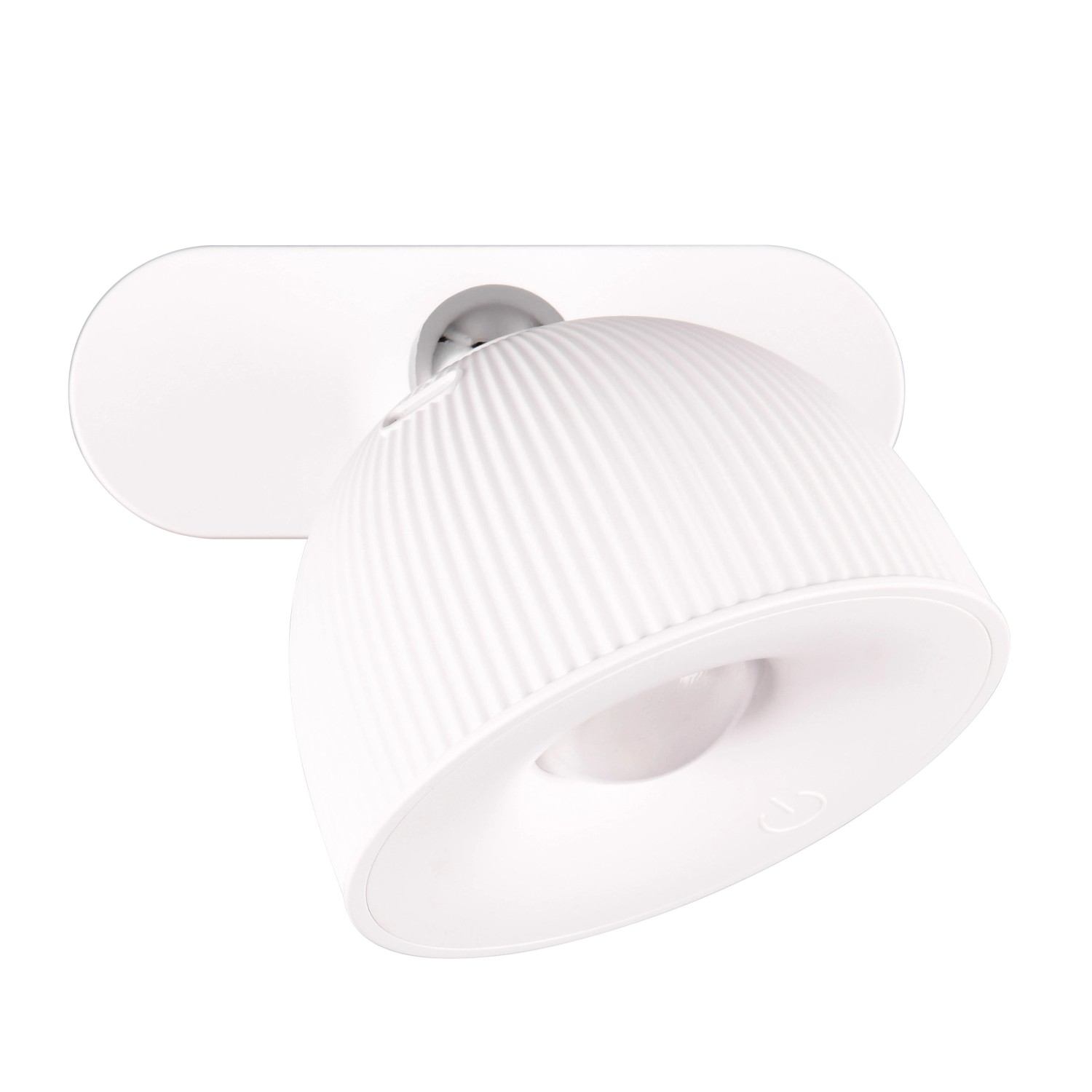 Weiße Reality LED-Tischleuchte Maxima, Ø 8 cm, dimmbar, mit abnehmbarem Leuchtenkopf.