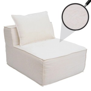 Cremefarbener MCW Sessel O54 als Loungesessel mit Kissen.