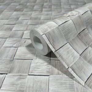 Graue Marburg Vliestapete mit geflochtenen 3D-Rechtecken, modernes Design.