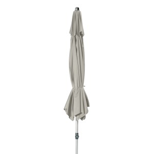 Grauer Doppler Marktschirm Expert, Ø 306 cm, mit Knickfunktion, geschlossen.