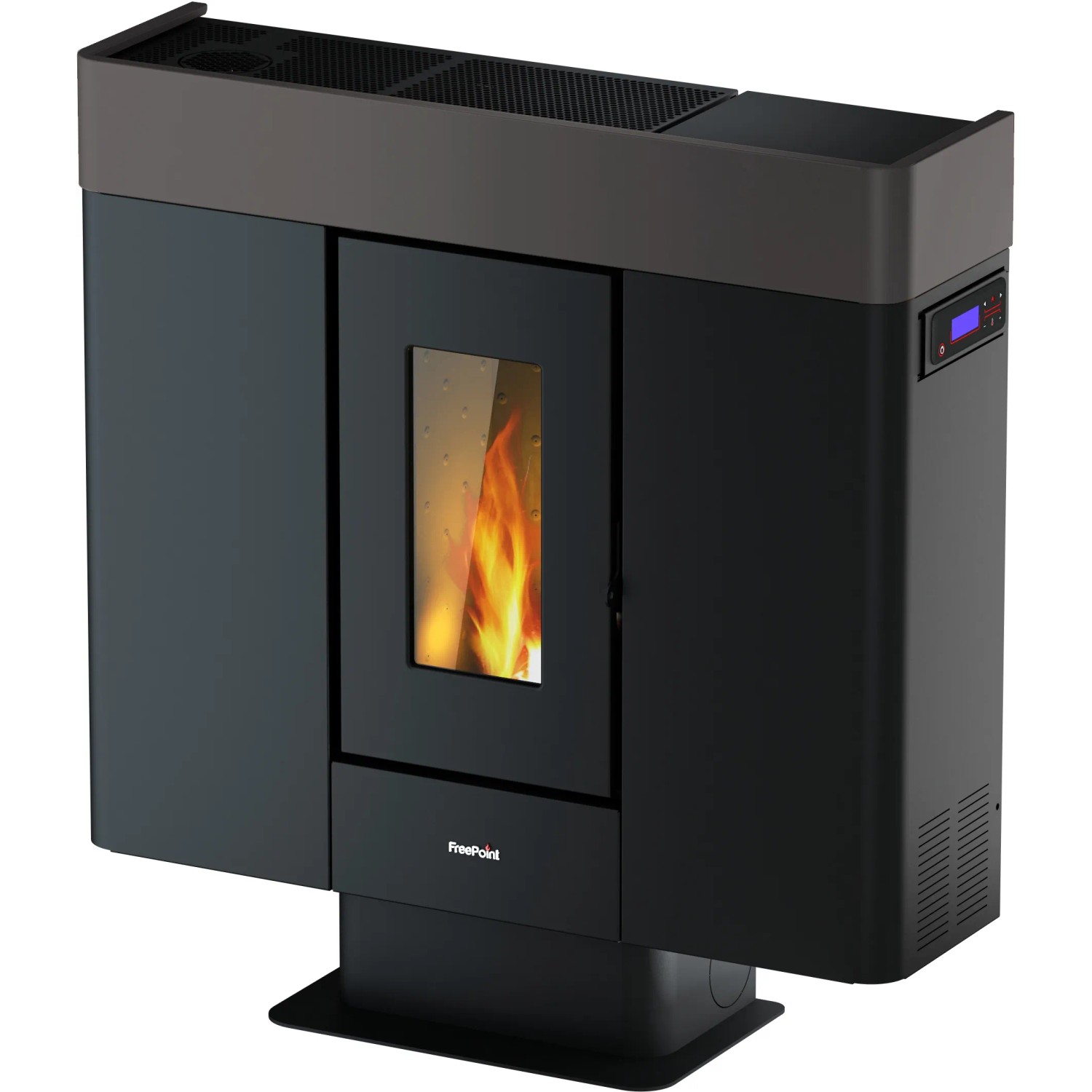 Freepoint Pelletofen Moon Titan, 10 kW, Stahl. Moderner Ofen mit Sichtfenster und Automatik.