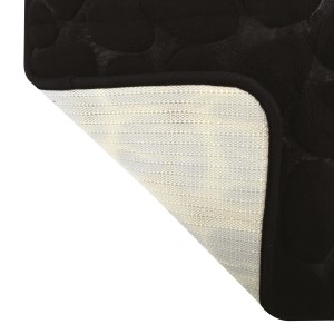 Schwarze MSV Badematte Kiesel 50x80 cm mit Kieselstein-Optik und rutschfester Unterseite.