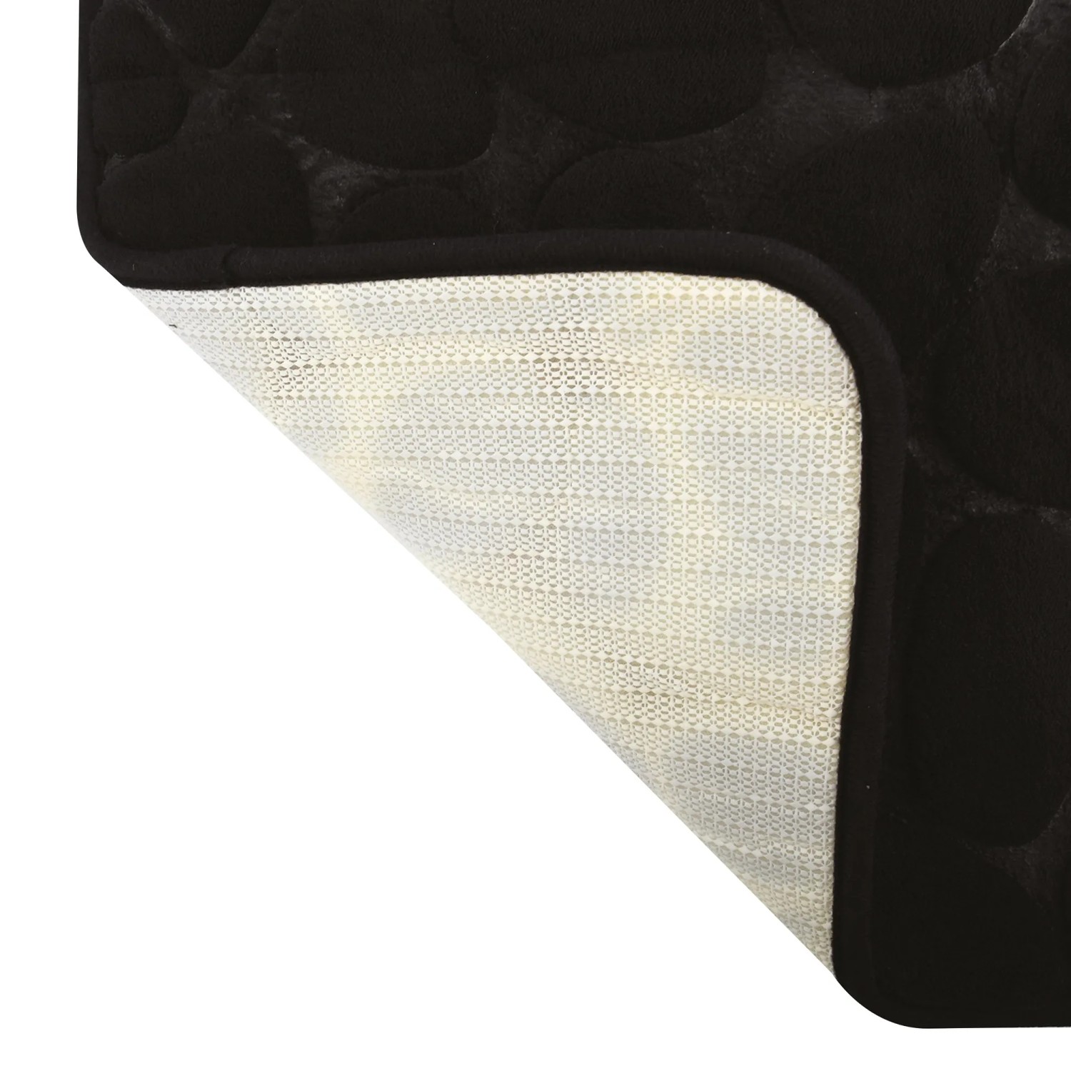Schwarze MSV Badematte Kiesel 50x80 cm mit Kieselstein-Optik und rutschfester Unterseite.