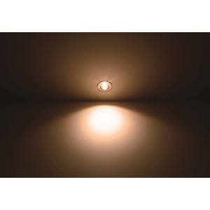 Runder, dimmbarer Philips LED-Einbauspot Dive in Nickel, warmweißes Licht.