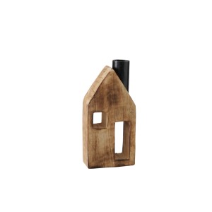 Deko-Aufsteller Häusle von Boltze Home, Holzhaus mit Schornstein, 16x4x7,5 cm, Natur