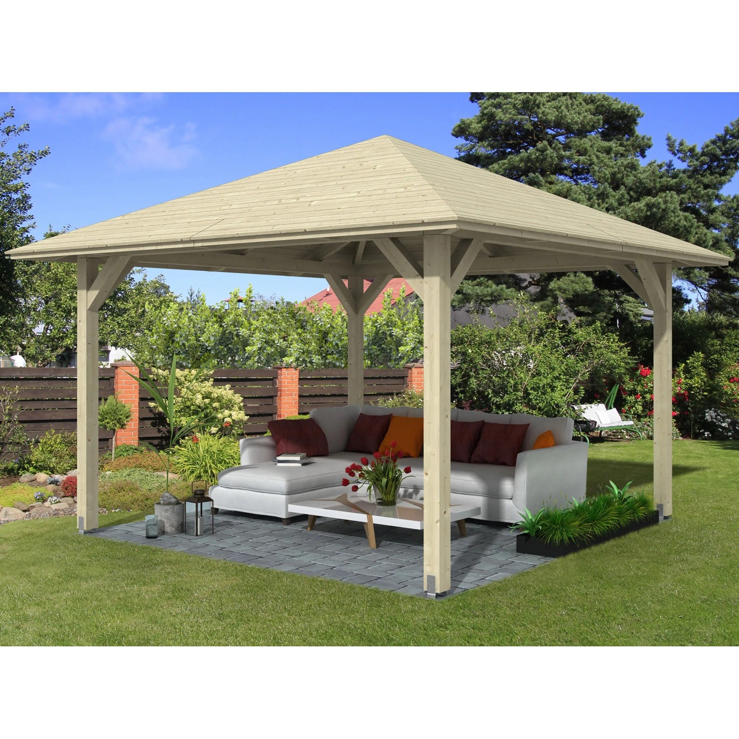 Skan Holz HolzPavillon Cannes 2 Natur unbehandelt 359 cm x 359 cm