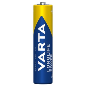 Gelb-blaue Varta Micro AAA LR03 Alkaline Batterie, 1.5V, LONGLIFE Power für langanhaltende Energie.
