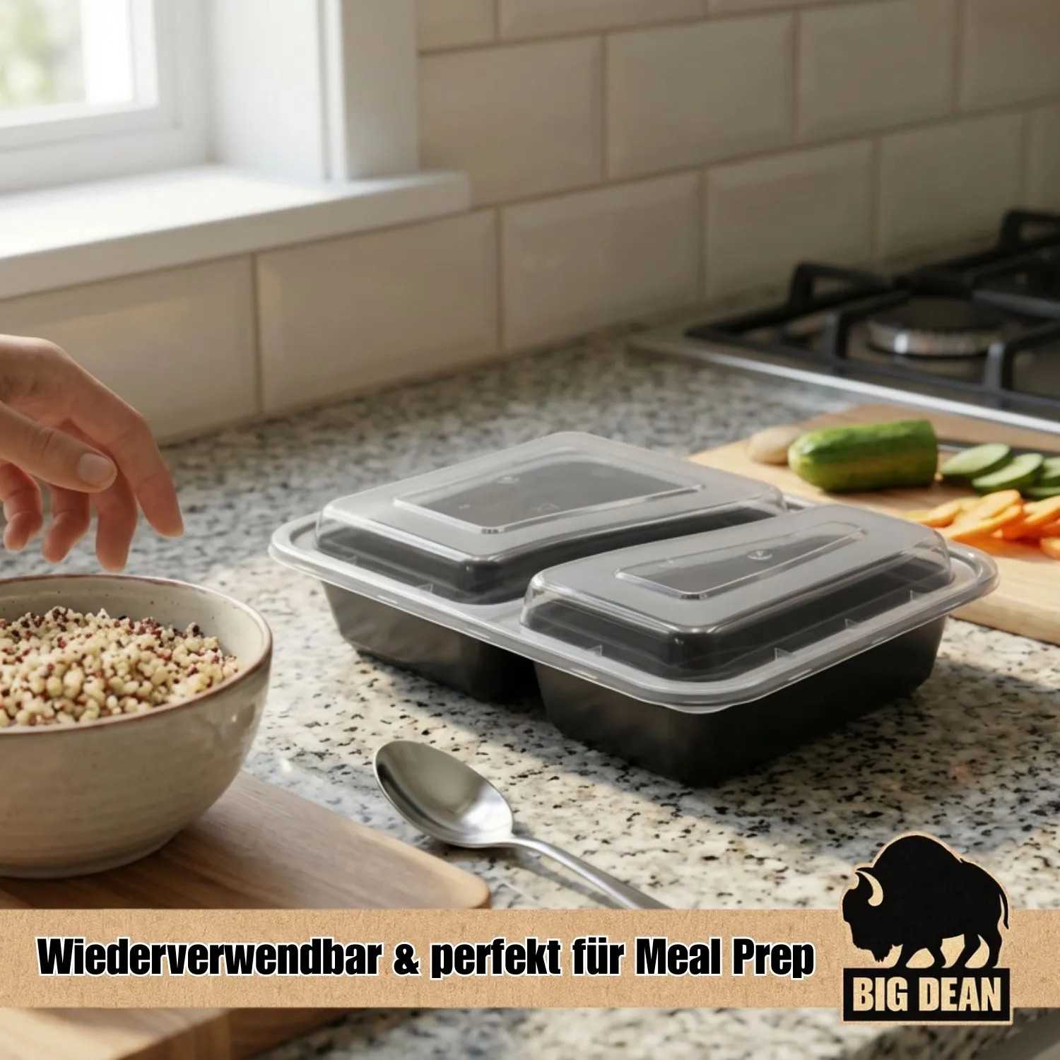 BigDean 10 Stück Wiederverwendbare Meal Prep Boxen Mit Deckel 2 Fächer Robuste Mealprepboxen Stapelbare Meal Prep Dosen Und Essensbox Mikrowellen kaufen bei OBI
