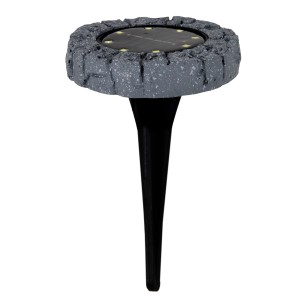 3er-Set Näve LED Solar-Bodenstrahler Kian, grau, Ø 12cm, Erdspieß für Garten und Außenbereich.