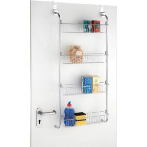 Wenko Türregal mit 4 Körben aus Chrom, zur Aufbewahrung an Türen in Küche, Bad oder Abstellkammer.