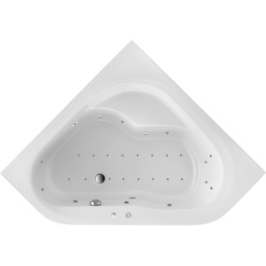 Weißer Ottofond Whirlpool Ancona Exklusiv, 135 cm, Eckbadewanne mit Düsen.