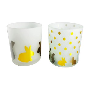 Windlicht Tinka von Boltze, Glas, 8,5 cm, goldene Hasen-Motive, für stimmungsvolle Beleuchtung.