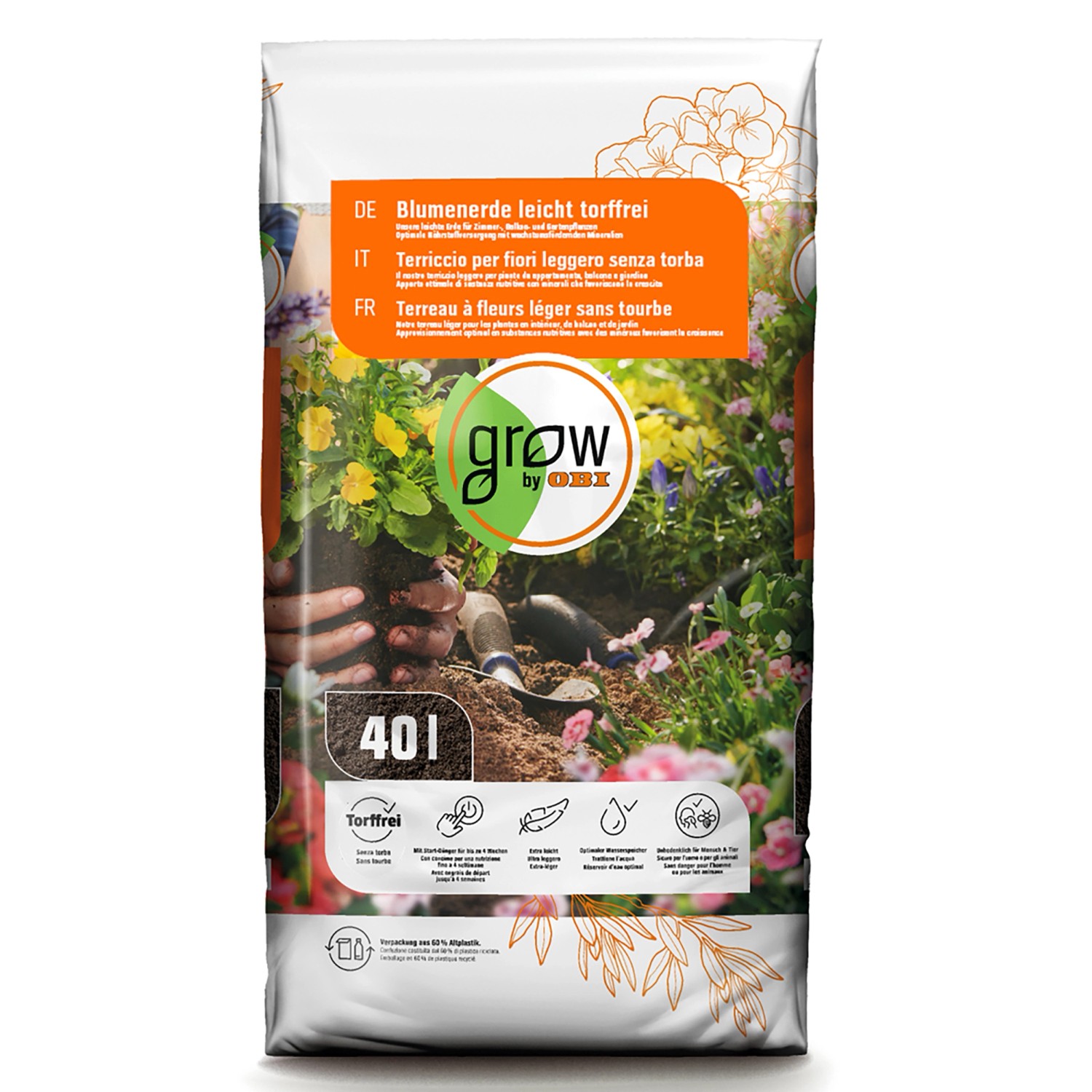 GROW by OBI Blumenerde leicht Torffrei 40 l kaufen bei OBI